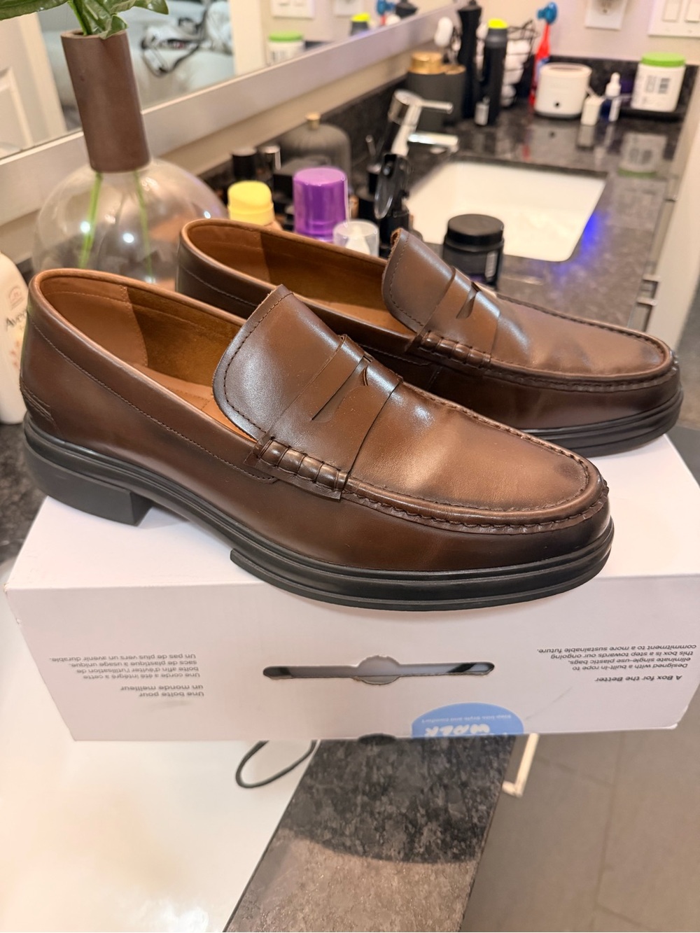 Aldo Classic Brown Leather Penny Loafers for Men